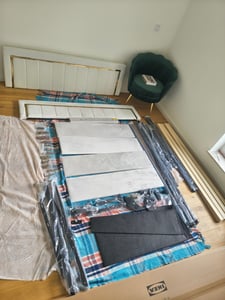 Polsterbett 160x200cm mit Stauraum und Lattenrost, Doppelbett mit Rückenlehne, Vergoldetem Rand Doppelbett Ehebett Funktionsbett aus Samt, Beige Kunden-Foto 1