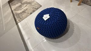BELIANI Puf żółty bawełniany okrągły dziergany 50 x 35 cm pleciony Zdjęcie produktu od klienta nr 1