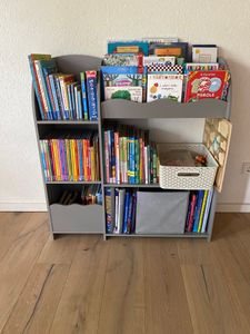SONGMICS Bücherregal Kinder, Kinderregal, Spielzeugregal mit 2 Aufbewahrungsboxen, für Bücher, Kinderzimmer, Spielzimmer, Wohnzimmer, wolkenweiß Kunden-Foto 3