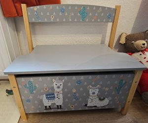 KESPER Kinder-Sitzbank Alpaka-Motiv – grau – - - Kinderbank – 60x34,5x56cm – Sitzbank mit Klappdeckel & großem Staufach –  1770113 Kunden-Foto 1