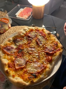 Pizzastein Inkl Bambus Pizzaschaufel Dauerbackfolie Und Beileger Der Ultra - Beige Beige + Bambusschaufel Steinzeug Kunden-Foto 1