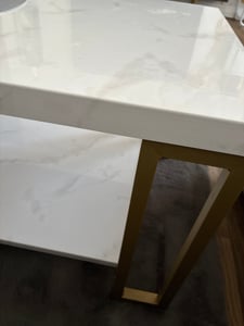 Couchtisch Marmor, Kaffeetisch 2 Ebenen, modern Sofatisch 100x49,5x45 cm, Teetisch mit Metallgestell, Wohnzimmertisch für Wohnzimmer Kunden-Foto 1