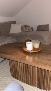 Oválny konferenčný stolík Tribesigns, 120 cm veľký vidiecky konferenčný stolík z dreva s drážkovaným dizajnom, do obývačky, kancelárie, domácnosti, rustikálna hnedá farba Fotografia od zákazníka č. 2