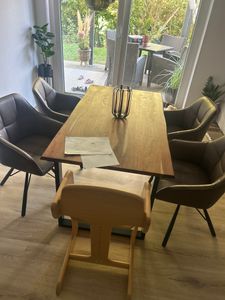 WOLTU Esszimmerstühle drehbar 4er-Set, mit Armlehnen Rückenlehne, mit Kunstlederbezug, Braun Kunden-Foto 2