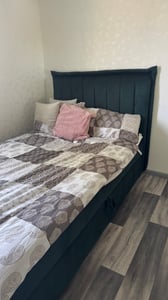 Bett Boxspringbett LUNA ohne Topper mit Bettkästen - Doppelbett, Stauraum, Schlafzimmer, Polsterbett, Bettgestell (120x200, Beige- ITAKA 46) Kunden-Foto 1