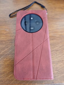 Coque + 2 Verres Trempés pour Xiaomi Redmi 14C, Protection Antichoc Intégrale Effet Cuir Élégant - Rouge Photo du client 2