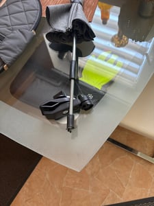 BAMBINIWELT Sonnenschirm für Kinderwagen Ø68cm UV-Schutz50+ Schirm Sonnensegel Sonnenschutz MELIERT dunkelgrau Kunden-Foto 1