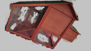 Hühnerstall mit Auslauf, Nistkasten (aufklappbar), Sitzstangen, verzinkter Draht, 172x66x120 cm Kunden-Foto 4