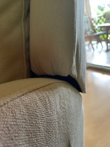 Ergonomiczny lniany fotel bujany w kolorze beżowym z poduszką lędźwiową, idealny do salonu Zdjęcie produktu od klienta nr 2