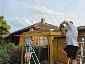UNIPORT Holzunterstand Kaminholzregal Terrassenüberdachung kesseldruckimprägniert grün Kunden-Foto 3