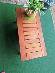 COSTWAY Table basse en bois, table d'appoint d'extérieur résistante aux intempéries, table de jardin, table rectangulaire en bois, table de balcon, table basse, 90 x 45,5 x 43,5 cm, naturel Photo du client 1