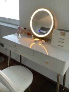 WOLTU Schminktisch mit LED, Spiegel, 2 Schubladen, Seitenschrank : Weiß + Schwarz Farbe: Weiß + Schwarz Kunden-Foto 2
