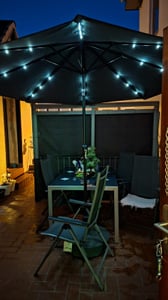 XINZI Sonnenschirm Terrassenschirm Ampelschirm Strandschirm mit Handkurbel Nicht neigbarer Gartenschirm, 350cm Dunkelgrau(mit LED) Kunden-Foto 1