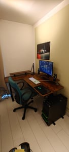 Hilodesk l schreibtisch elektrisch höhenverstellbar elektrisch schreibtische eckschreibtisch l förmiger tisch stehpult bürotische, 150cm, Braun Kunden-Foto 4