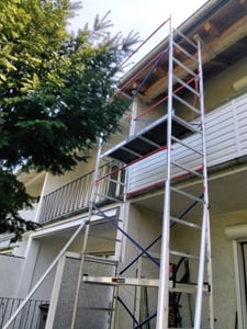 Home Master Heimwerken Gerüstturm | 6m Arbeitshöhe | Fahrbares Arbeitsgerüst | Chnelle Montage | Aluminium Kunden-Foto 1
