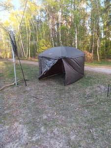 ACRA Outdoor Shelter XXL, Regenschirm 300 cm mit Seitenwänden und Stabilisierungsstangen Kunden-Foto 1