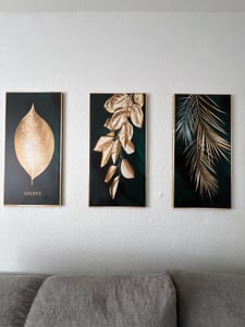 Maľba 120x80 cm zarámované zelené pozadie a zlaté listy obrazy na plátne značkové umelecké výtlačky 4414 Fotografia od zákazníka č. 4