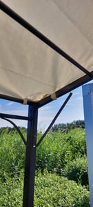 DEGAMO Pavillon Terrassenpavillon Anbaupavillon MANTOVA 3 x 2,5 Meter, Gestell Stahl schwarz, Plane wasserdicht beschichtet ecru Kunden-Foto 4