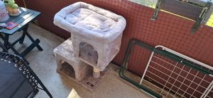 Feandrea Kratzbaum, 74 cm Katzenbaum, M, Katzenhaus für mittelgroße Katzen bis zu 5 kg, große Plattform, 2 Katzenhöhlen, Sisalstämme, hellgrau PCT612W01 Kunden-Foto 4