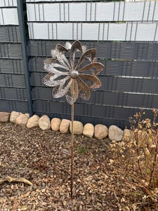 LEX Ø 38 cm Doppel-Windrad Metall, mit Erdspiess Frarbe: Kupfer-Antik MC4367 Kunden-Foto 1