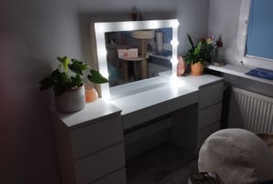 Schminktisch mit Spiegeln und Schubladen, weiß, für Make-up, modern, Loft Kunden-Foto 2