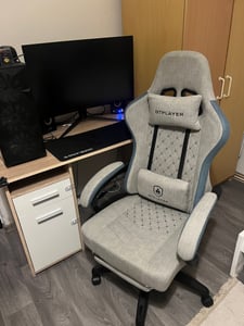 PLAYER Gaming Stuhl Ergonomischer Gaming Sessel Schreibtischstuhl PC Gamer Racing Stuhl mit Stoffoberfläche, Federsitzkissen, Verbindungsarmlehnen Kunden-Foto 13