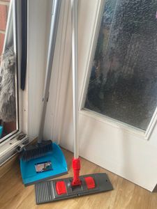 Profi Wischset 5tlg Wischmopp Bodenwischer mit Klapphalter Teleskopstiel + 3x Baumwollbezug 40cm Kunden-Foto 1