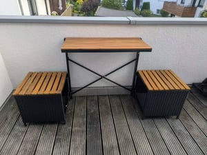 COSTWAY 2-in-1 tuinbank, multifunctionele picknicktafel en zitbank, set voor balkon, balkonmeubilair, geschikt voor kleine balkons, zitgroep, zitset Klantenfoto 1