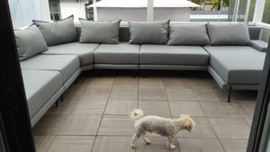TRADA Gartenecksofa Bahama XXL Grau Links 410x298 cm Gartenmöbel set Wasserabweisend Stoff Kunden-Foto 1