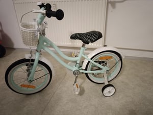 SUN BABY Heart Bike Kinderfahrrad für Mädchen 12 Zoll, ab 2 Jahre, mit Stützrädern, abnehmbarer Schubstange, Korb, Klingel, Rücktrittbremse & V-Brake Kunden-Foto 3