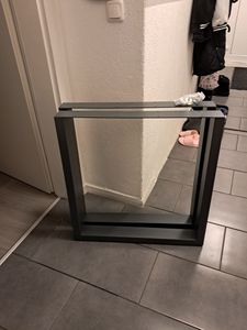 Tischkufen 2er-Set Stahl 80×72 cm schwarz, Industrie-Stil, Bodenschoner Kunden-Foto 1