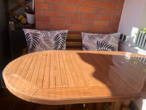 riess-ambiente Wetterfester Beistelltisch EMPIRE TEAK 50cm Massivholz klappbar Klapptisch Tisch Gartentisch Kunden-Foto 2