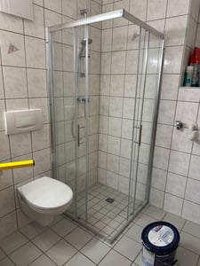SONNI Eckdusche BxTxH: 80x100x185cm Eckeinstieg Doppel Schiebetüren Dusche Einscheiben-Sicherheitsglas Schnellfreigabefunktion Spritzwasserschutz Kunden-Foto 2