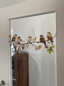 GKA XXL Fensterbild 10 Vögel auf 2 Ästen Fensterfolie Fensteraufkleber selbstklebend ablösbar wieder verwendbar Fenster Aufkleber Meise Vogel Kunden-Foto 1