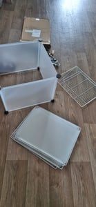 LARS360 DIY Haustierzaun Haustierzaun Freigehege Kaninchen Welpenauslauf Laufstall Laufgitter Tiergehege Transparent 12 Stücke 35 x 45 cm (mit Tür) Kunden-Foto 1