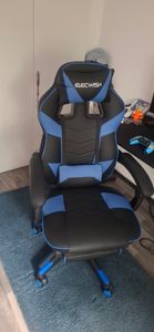 Puluomis Gaming Stuhl mit Fußstütze, Bürostuhl Chefsessel Schreibtischstuhl ergonomisch Sportsitz Gamingstuhl Höhenverstellbarer Drehstuhl Grau Kunden-Foto 1