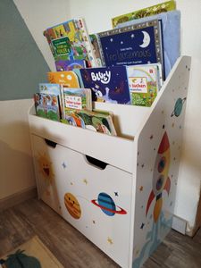 SONGMICS Kinderregal mit 3 Fächern, Spielzeugkiste mit Rollen Kunden-Foto 1