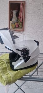 VINZ Santos Klapphelm mit Sonnenblende | ECE 22.06 & PINLOCK vorbereitet | Motorrad Helm Integralhelm | Motorradhelm Klappbar | In Gr. XS-XXL | Erhältlich in verschiedenen Farben - Weiß | M (57 - 58 cm) Kunden-Foto 2