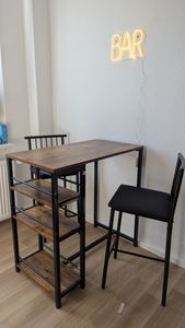BEALIFE TB51 Barhocker-Set 91 x 50 x 91 cm | 2 gepolsterte Hocker + Bartisch | Für Küche/Bistro , Braun Kunden-Foto 3