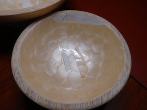 Schüssel 21cm Mango Holz Creme Perlmutt Emaille Schale Bowl Salatschüssel Deko Kunden-Foto 1