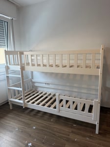 Masseno Etagenbett LUCIA 80x190 cm mit Schublade, Rausfallschutz, Kinderbett mit Leiter für Mädchen und Jungs, Stockbett 2 Kinder, Holz, Weiß Kunden-Foto 1