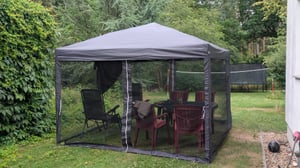 FCH 3x 3m Faltpavillon, Pop Up Pavillon mit  4 Seitenwänden, wasserdicht, UV-Schutz,Gartenpavillon ,grau Kunden-Foto 1