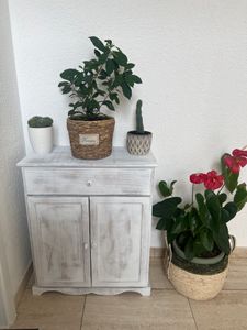 Kommode Schrank, 78x66x33cm, Shabby-Look, Shabby-Look, Vintage  weiß Kunden-Foto 1