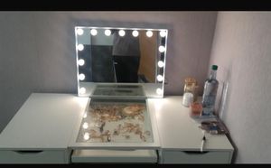 VANITII Hollywood Schminkspiegel 100cm x 80cm mit LED Beleuchtung 3 Lichtmodus Kristallen Bluetooth Kosmetikspiegel für Badzimmer Schminktisch Weiß Kunden-Foto 2