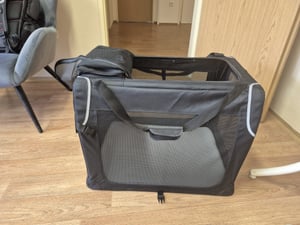 Přepravka pro psy TRESKO® skládací černá (XXL 92x63x63cm) včetně podložky na lízání, lopatky a odrazek | přepravní box pro psy a kočky | přepravní box pro malé a velké psy | robustní taška pro psa Fotografie od zákazníka č. 2