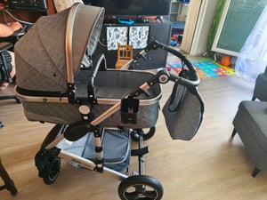Daliya® BAMBIMO 3in1 Kinderwagen mit i-Size Babyschale, Gummi-Rädern & Aluminiumrahmen, Travel-System mit 2in1-Babywanne/Sportsitz, Kombi-Kinderwagen Kunden-Foto 2