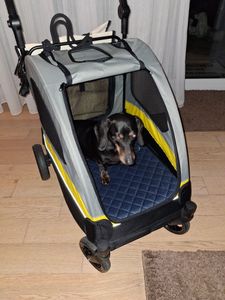 WISFOR Hundebuggy Faltbar, XL Hundewagen für mittelgroße und große Hunde bis 65kg,  Hundeanhänger Hundetasche mit verstellbar Griff Kunden-Foto 8