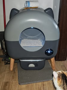 GTPLAYER Katzenklo Selbstreinigend, 66L Automatisches Katzenklo Mit App-Steuerung & Infrarotsensor, Anti-Einklemmung, Elektrisches Katzenkloes Grau Kunden-Foto 1