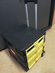 Relaxdays Einkaufstrolley klappbar, mit Teleskopgriff, Rollen, Transporttrolley bis 35 kg, 50 Liter Kiste, schwarz/grau Kunden-Foto 1