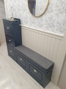 SoBuy Schuhbank mit Stauraum & 2 Klappen, Schuhschrank schmal mit Schuhregal, platzsparende Flurbank für Flur & Eingangsbereich, FSR64-B Kunden-Foto 1